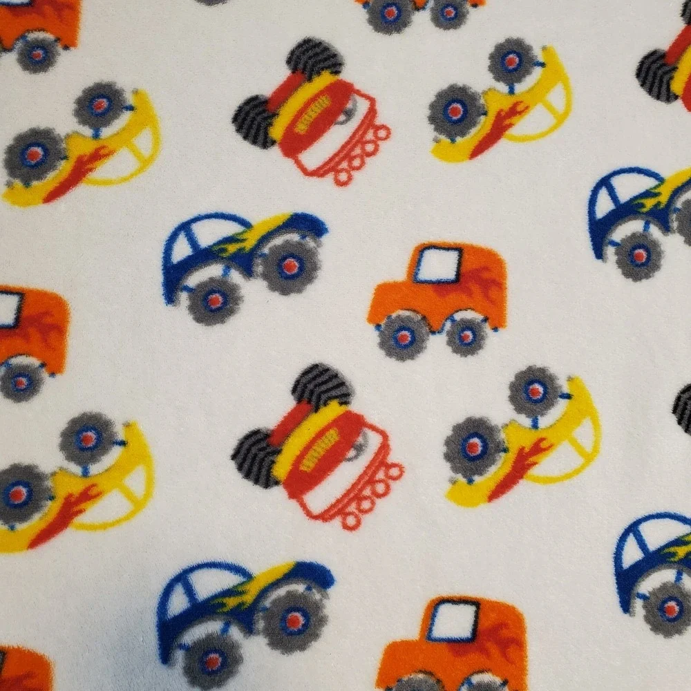 Cutie‎ Pie Blue Monster Cars Trucks Vehicles Baby Blanket White 2018 30x36